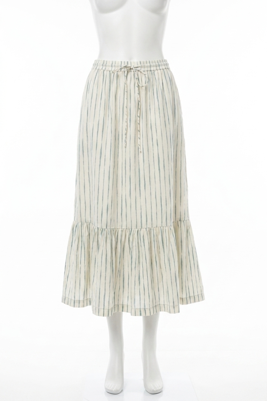 NEW LILLA P printed long peplum skirt in rope/sea